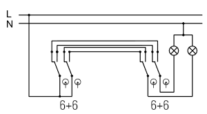 Schéma zapojení vypínače č.6+6