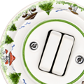 Bílá porcelánová krytka elektroinstalace - Ručně malovaná