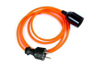 Textilní kabel 2x0,75mm2 Oranžový Reflexní OR4 s objímkou a vidlicí