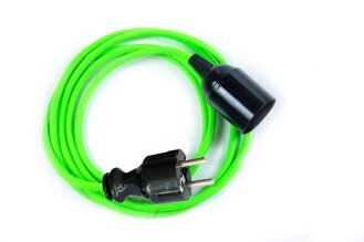 Textilní kabel 2x0,75mm2 Zelený Reflexní ZE8 s objímkou a vidlicí