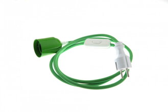 Textilní kabel Zelený Z32 s objímkou, vypínačem a vidlicí