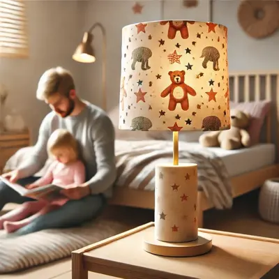 DIY stolní lampička se stínidlem z dětského povlečení 