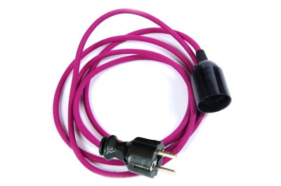 Textilní kabel 2x0,75mm2 Fialový Fi6 s objímkou a vidlicí