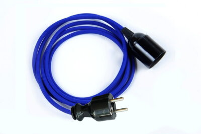 Textilní kabel 2x0,75mm2 Modrý Tmavý M12 s objímkou a vidlicí