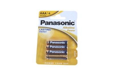 Baterie AAA  Mikrotužkové, Alkalické,  Panasonic, 4 ks