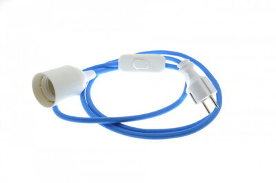Textilní kabel Modrý M31 s objímkou, vypínačem a vidlicí