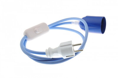 Textilní kabel Modrá pomněnka MP43 s objímkou, vypínačem a vidlicí