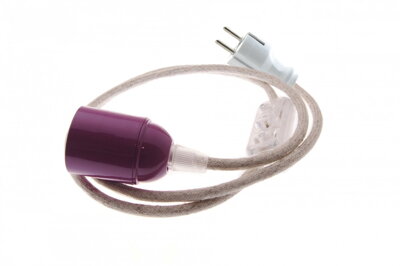 Textilní kabel Přírodní 36 s objímkou, vypínačem a vidlicí
