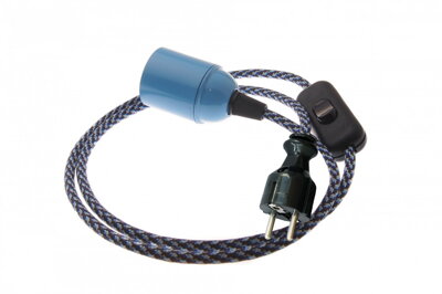 Textilní kabel Sprinkled 39 s objímkou, vypínačem a vidlicí