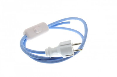 Přívodní textilní kabel k lampičce 1,8 m Modrá Pomněnka MP43, vidlice + vypínač