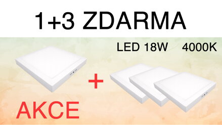 1 + 3 ZDARMA - LED panel Catalina - 18W Čtvercový design, BÍLÝ, 22cm