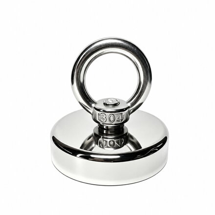 Neodymový magnet pro magnet fishing 60 mm, nosnost 120 kg, nerezové oko