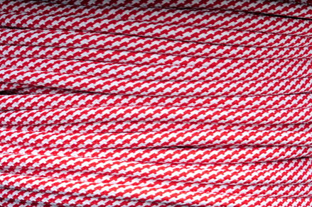 Textilní kabel Spirála Červeno-Bílá  26 opředený 2x0,75 a 3x0,75mm2