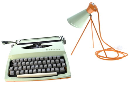 Psací stroj Consul ZelenoOranžový + lampička Napako 1618