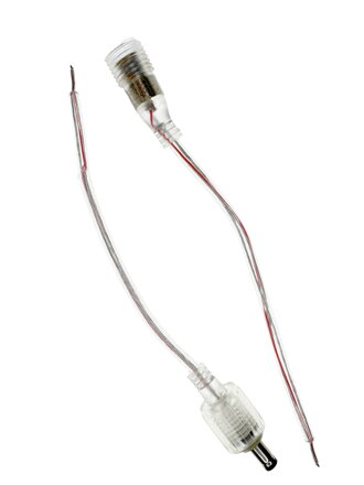 DC konektor 2,1 mm průhledný – vodotěsný set samice + samec