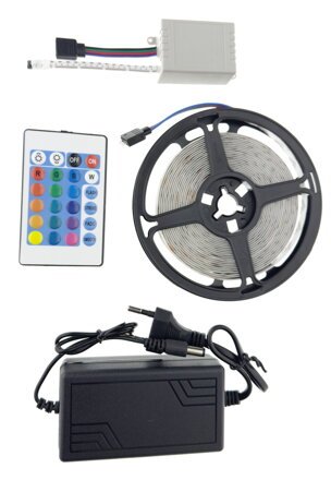 RGB LED pásek 5 m s ovladačem a napájecím zdrojem