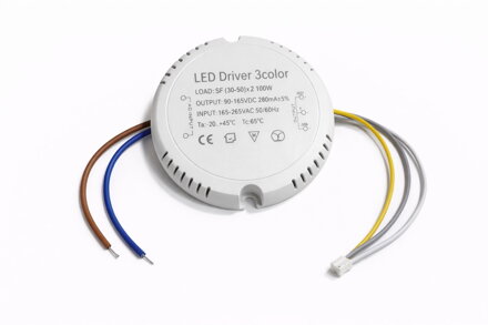 LED driver 3color 2x 30–50 W  (100 W), 280 mA - kulatý