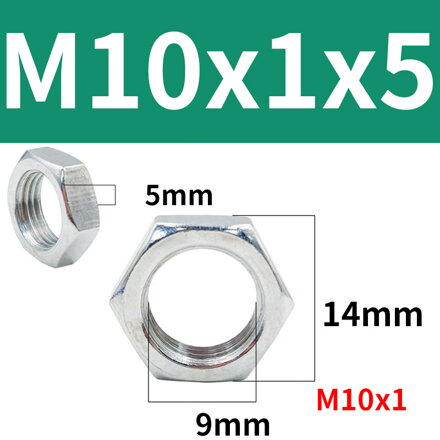 Matice šestihranná pr.14 mm,  závit M10x1x5