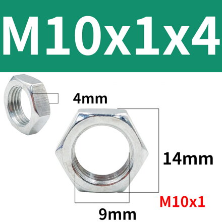 Matice šestihranná pr.14 mm,  závit M10x1x4