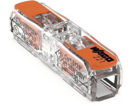 Inline spojka WAGO 221-2411 s páčkami (pro vodiče 0,2–4 mm²)