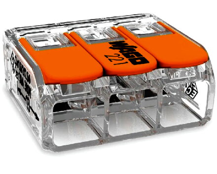 WAGO 221-613 – páčková spojovací svorka, 3× 0,14–4 mm²