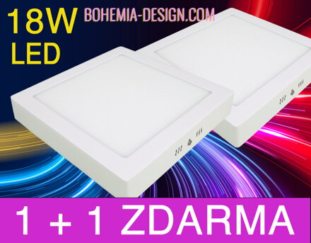 AKCE 1+1 ZDARMA!  LED panel 18W - Čtvercový design, BÍLÝ, 22cm