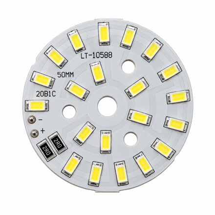 Kruhový LED modul 8 W, 5 V, 20 LED, 3000 K, Ø 50 mm