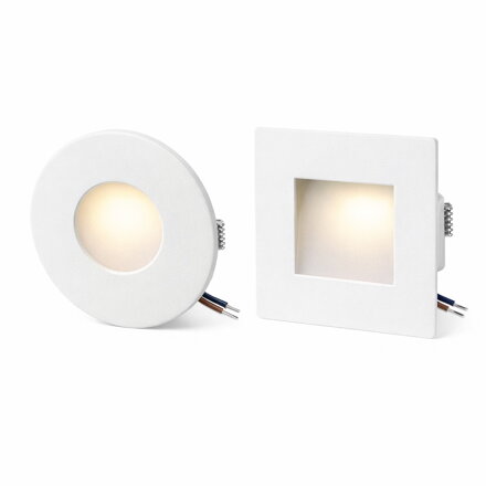 LED schodišťové orientační svítidlo IP65 230V – bílá, 0,8W (kulaté / čtvercové)