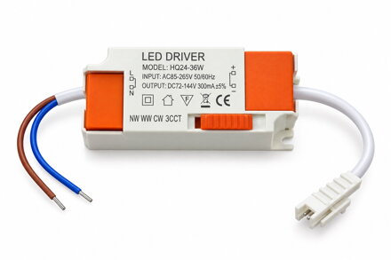 LED driver 24–36 W / 300 mA / DC 72–144 V – přepínání CW / NW / WW