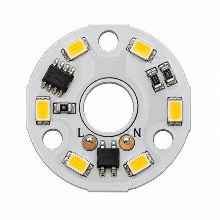 Kruhový LED modul 3 W, 220 V, 6 LED 5730, 3000 K, Ø 32 mm