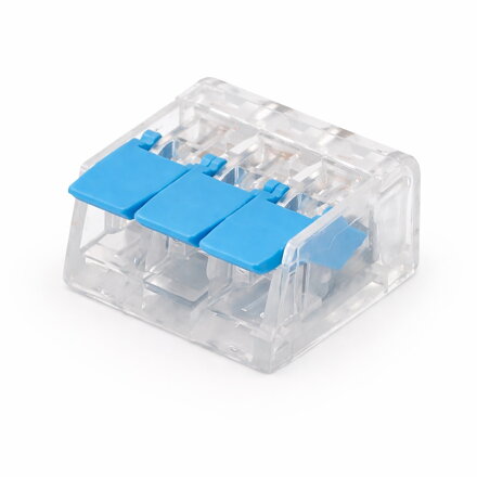 Třícestná páčková svorkovnice 32A – modrá