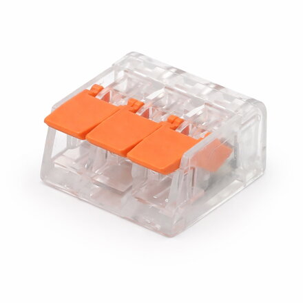 Třícestná páčková svorkovnice 32A – oranžová