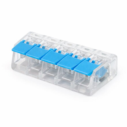 Pěticestná páčková svorkovnice 32A – modrá