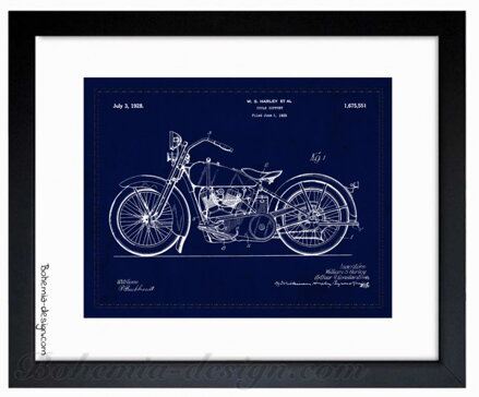 Ilustrace motorka Harley 1928 / 30x40 cm
