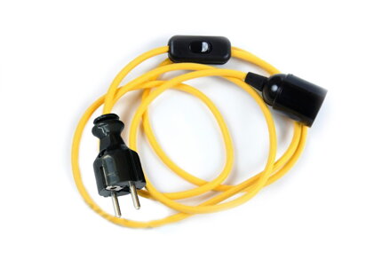 Textilní kabel Žlutý Z10 s objímkou, vypínačem a vidlicí