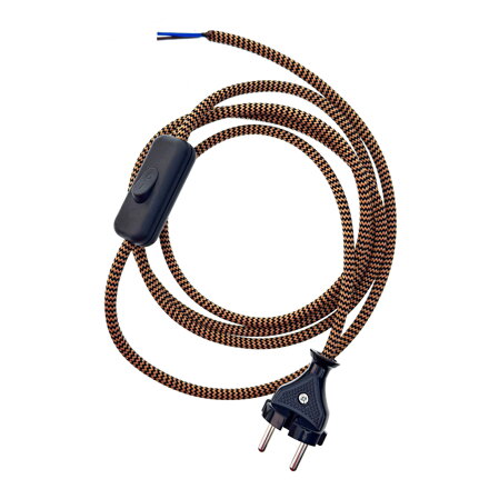Přívodní textilní kabel k lampičce 1,8 m Art Deco 29, vidlice + vypínač