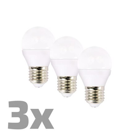 LED žárovka miniglobe, 6W, E27, 3000K, 450lm, 3ks v balení