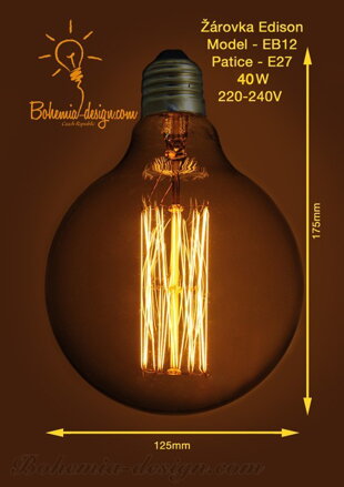 Žárovka Edison 40W/230V patice E27 (vintage) model Eb12