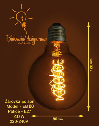 Žárovka Edison 40W/230V patice E27 (vintage) model Eb80