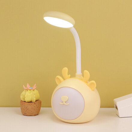 LED stolní lampa s nočním světlem - Sobík žlutý