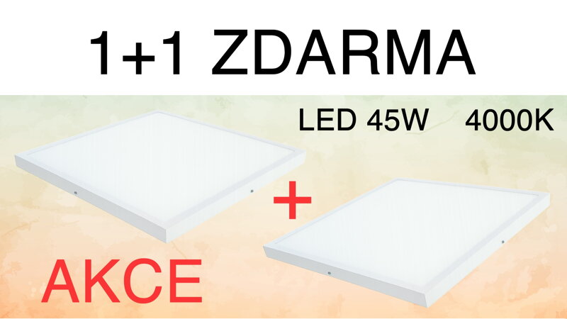 1+1 ZDARMA - Stropní přisazený LED panel Jack - čtvercový - 45W, 4000K, 60x60cm
