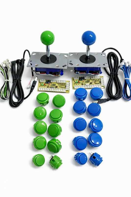 Arcade ovládací sada pro 2 hráče – joystick + tlačítka + USB