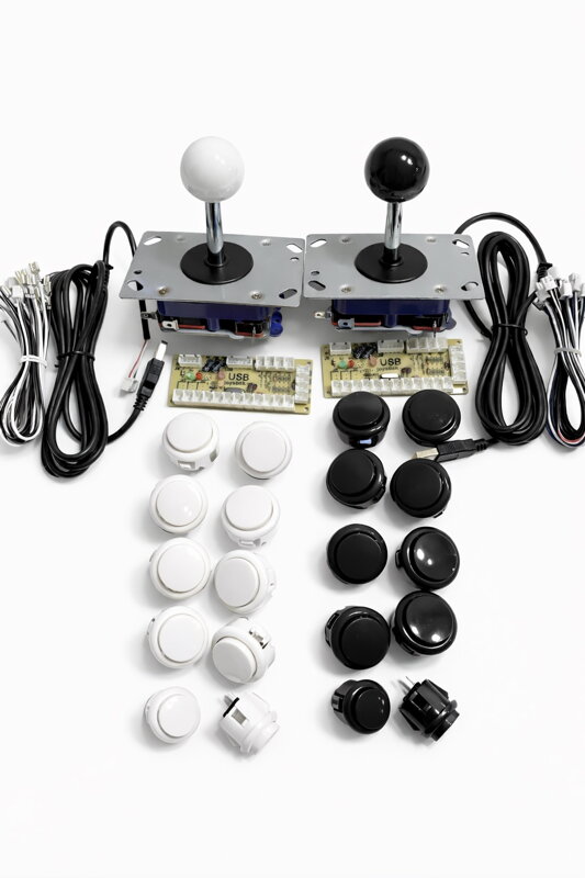 Arcade ovládací sada pro 2 hráče – joystick + tlačítka + USB