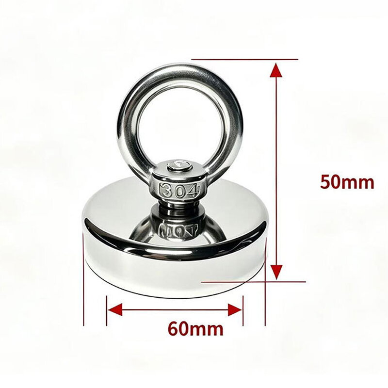 Neodymový magnet pro magnet fishing 60 mm / 120 kg – nerezové oko, silný záchytný magnet