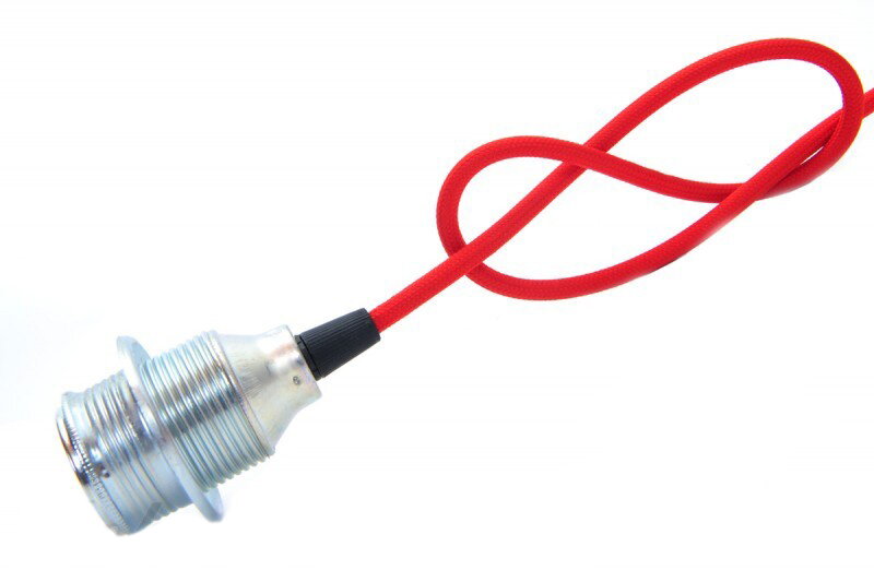 Objímka E27 Stříbrná PAW dl.závit + kroužek a s textilním kabelem dle výběru