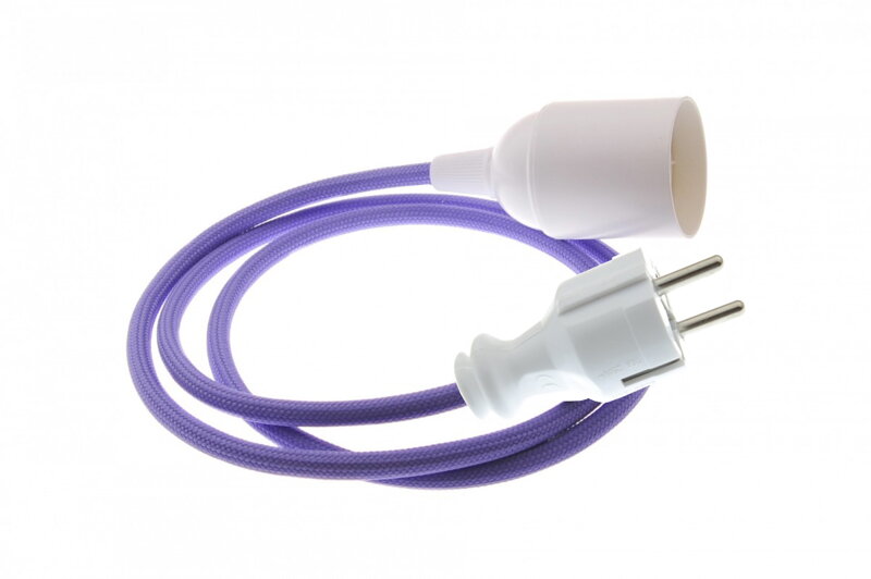 Textilní kabel 2x0,75mm2 Fialová Parmská FP46 s objímkou a vidlicí Textilní kabel 2x0,75mm2 Fialová Parmská FP46 s objímkou a vidlicí
