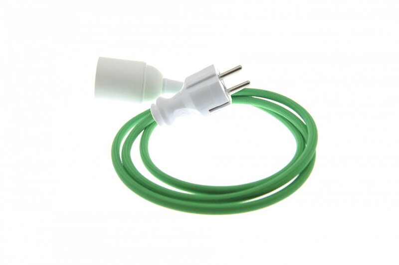 Textilní kabel 2x0,75mm2 Zelený Z32 s objímkou a vidlicí Textilní kabel 2x0,75mm2 Zelený Z32 s objímkou a vidlicí