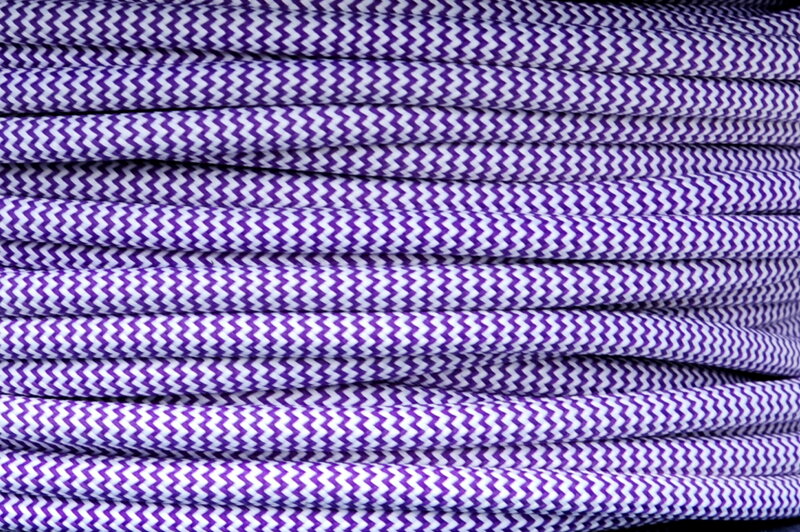 Textilní kabel Zig Zag Fialovo-Bílý 22 opředený 2x0,75 a 3x0,75mm2 Textilní kabel Zig Zag Fialovo-Bílý 22 opředený 2x0,75 a 3x0,75mm2