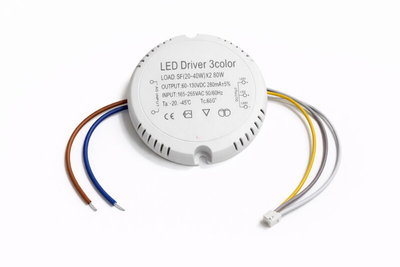 LED driver 3color 2× 20–40 W (80 W) – 280 mA - kulatý