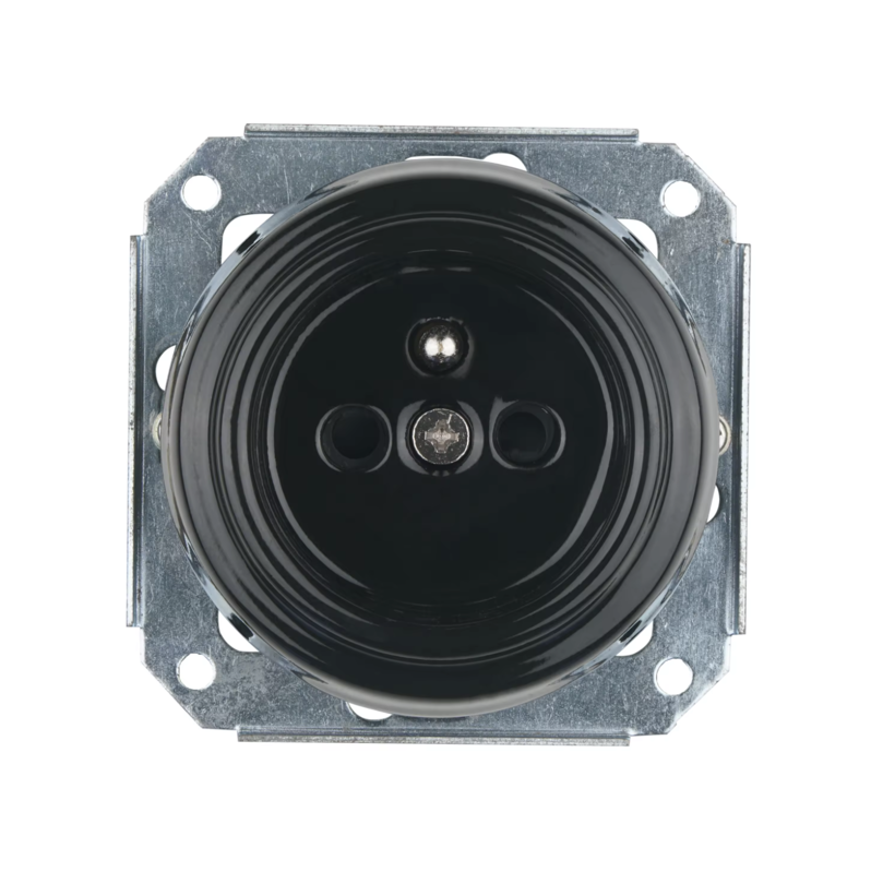 Porcelánová zásuvka, bez rámečku - černá